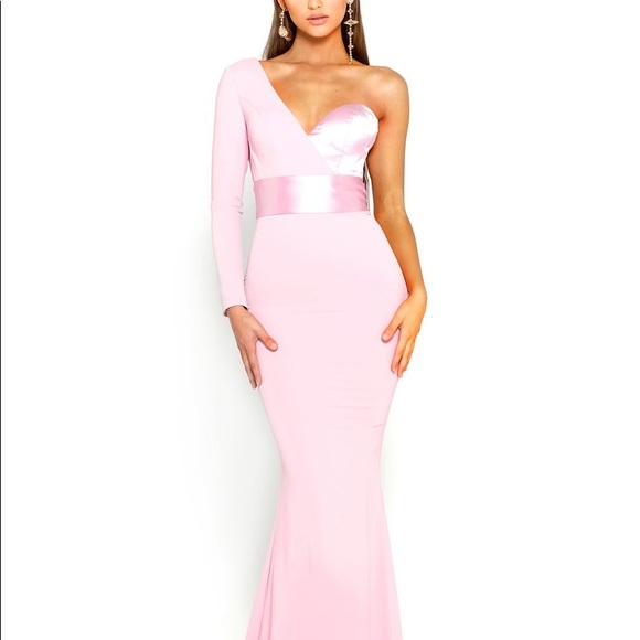 Portia and Scarlett Pink one shoulder formal gown - Picture 4 of 8